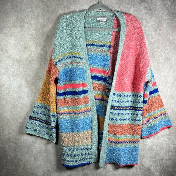 Sincerely Jules Cardigan‎ Sweater Womens Large Multicolor Knit Wool Blend Open - Picture 1 of 10
